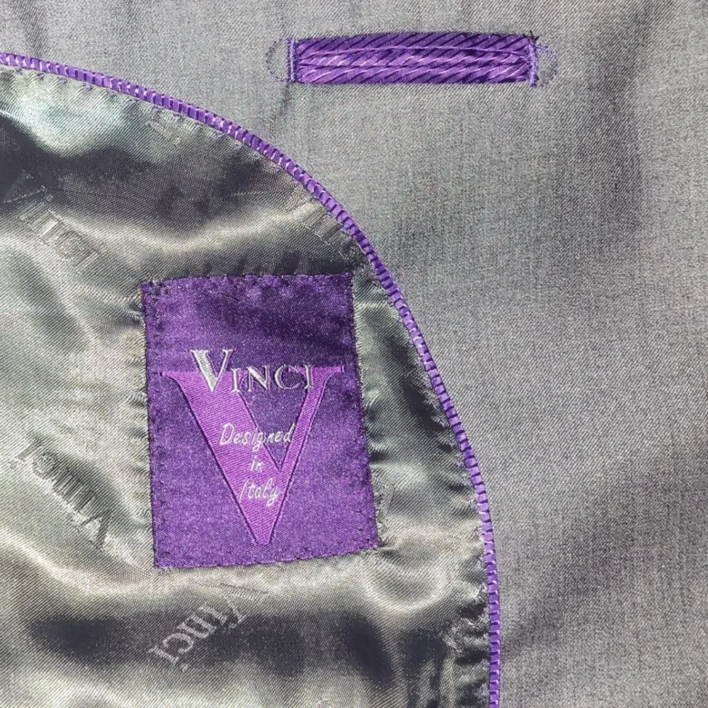 Vinci 2-Button Grey Classic Tailored Suit Jacket Blazer 42R - Picture 8 of 14